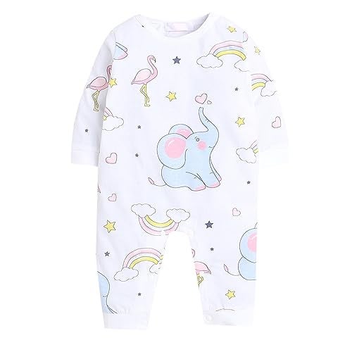 Hopscotch Unisex Animal Print Full-Sleeve Romper In White Color for Ages 12-18 Months - Image 1