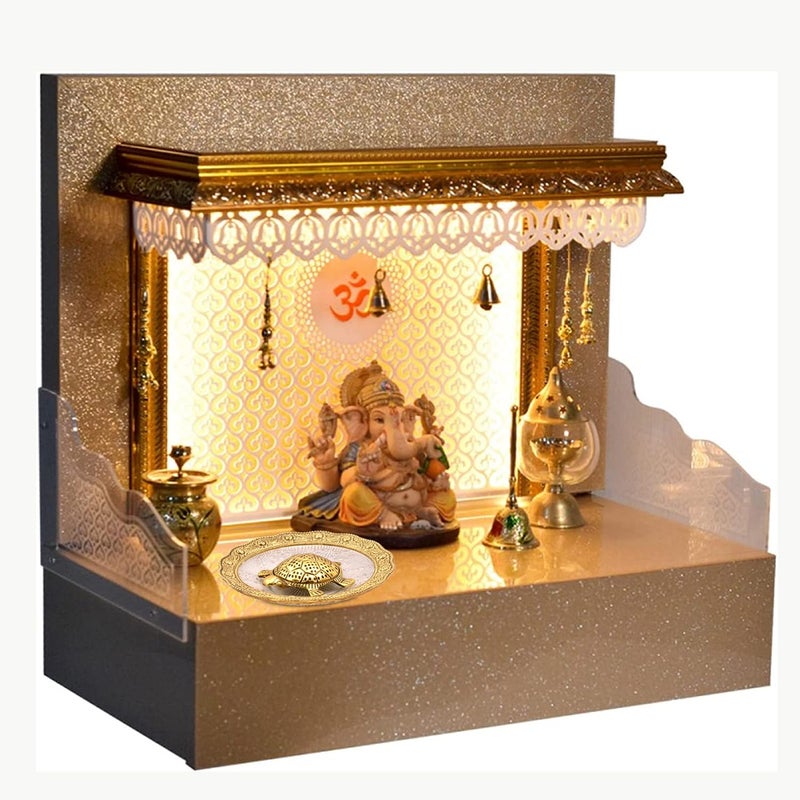XL Kitchen Polyresin Feng Shui Tortoise On Plate Showpiece Golden Diameter 55 Inch - Image 1