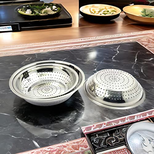NYRA® Stainless Steel Poha Chalni/Strainer Colander/Vegetable Strainer for Kitchen Used for draining Out Liquid from Pasta, Canned Fruits, Vegetables, Boiled Rice, Noodles etc (Set of 3) - Image 2