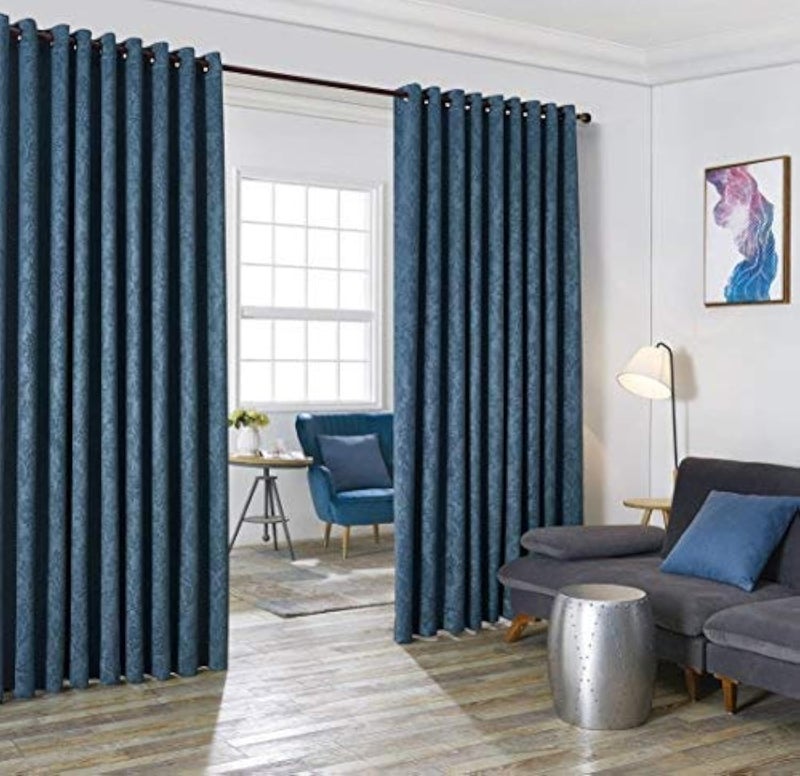 LinenZone Blue Teal Extra Wide Curtains for Wall Partition Sliding Hanging Room Dividers Come as Set of 2 Dividers for Bedroom or Can Be Used as Privacy Screen Evelyn 108 x 120 Teal
