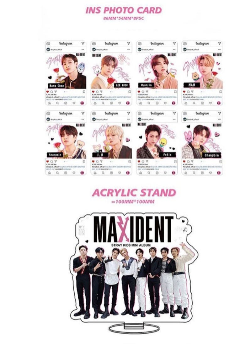 EHOME Stray Kids Maxident Gift Box With Lomo Cards, Acrylic Stand, Hand Account Tape, Keychain, Lanyard, Stickers, Photo Card  - Image 3