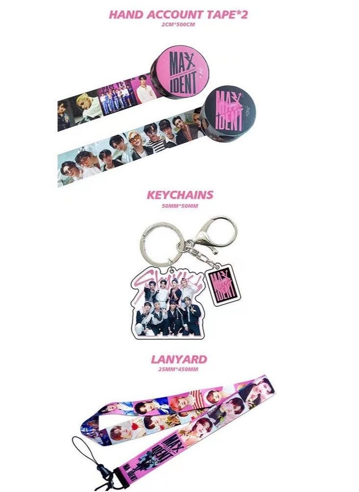 EHOME Stray Kids Maxident Gift Box With Lomo Cards, Acrylic Stand, Hand Account Tape, Keychain, Lanyard, Stickers, Photo Card  - Image 4