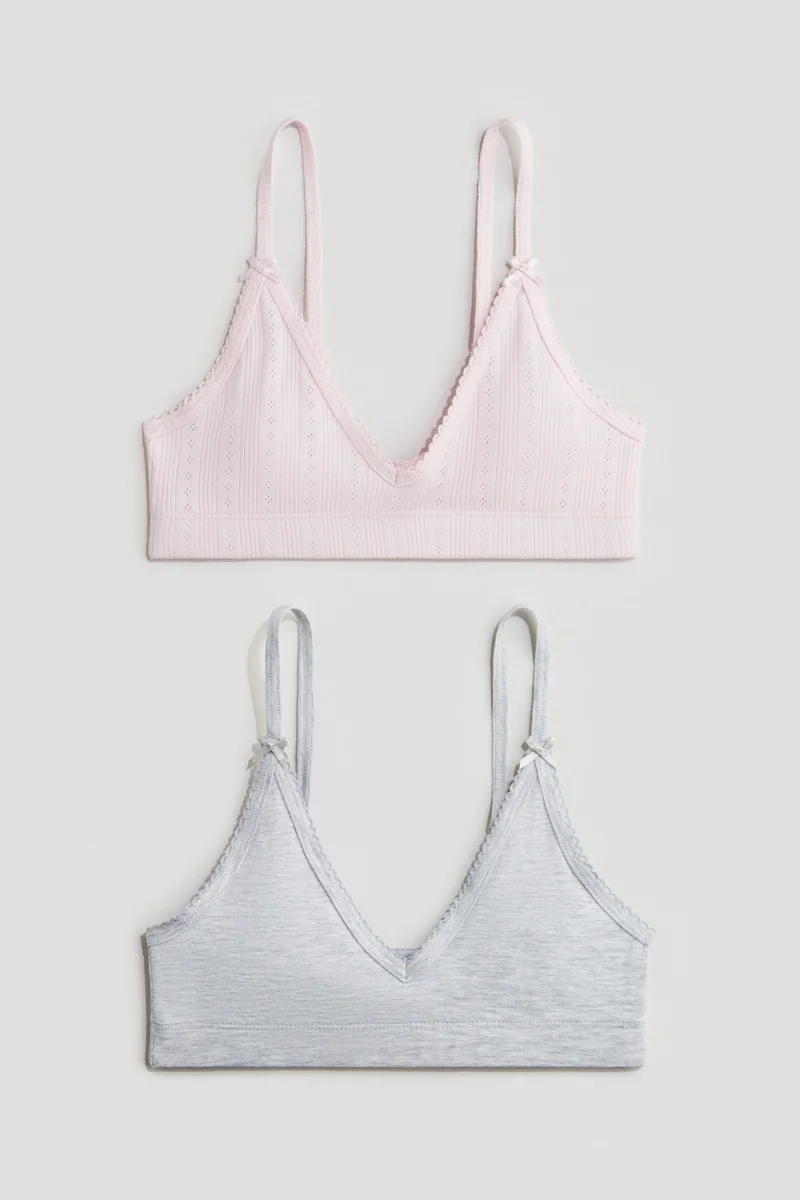 H&M 2-pack picot-trimmed crop tops