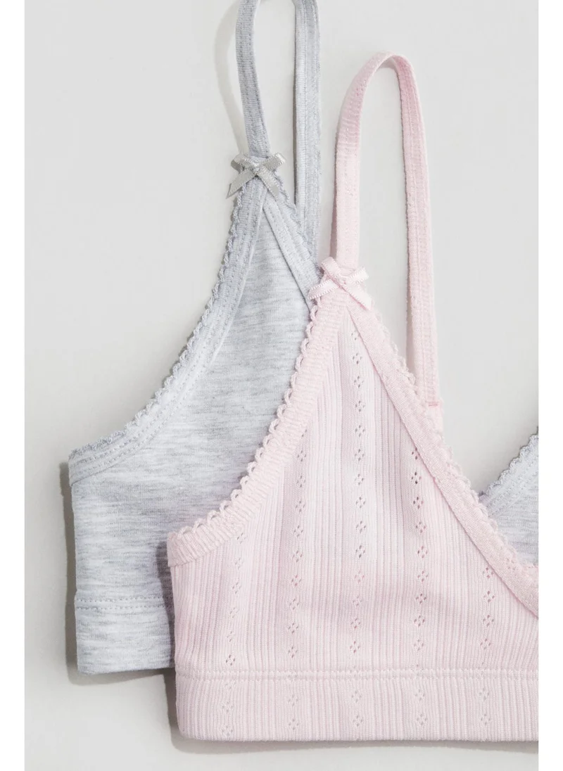 H&M 2-pack picot-trimmed crop tops