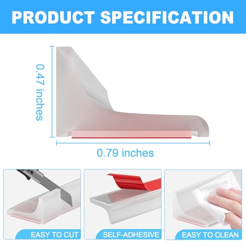 Duzzy Shower Threshold Water Dam Guard, Silicone Rubber Shower Door Bootom Seal Strip for Walk in Shower (39 Inch, Clear) - Image 2