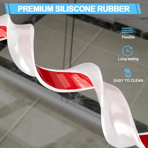 Duzzy Shower Threshold Water Dam Guard, Silicone Rubber Shower Door Bootom Seal Strip for Walk in Shower (39 Inch, Clear) - Image 4