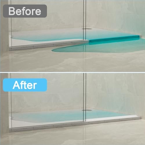 Duzzy Shower Threshold Water Dam Guard, Silicone Rubber Shower Door Bootom Seal Strip for Walk in Shower (39 Inch, Clear) - Image 3