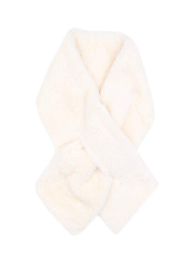 surell Children's Faux Fur Pull-Through Scarf - Kid's Fuzzy Stylish Neckwear Scarves - Girls Boys Fashionable Faux Fur Loop - Warm Winter Collar - Soft Infinity Neck Warmer - Winter Neck Wrap (White) - Image 1
