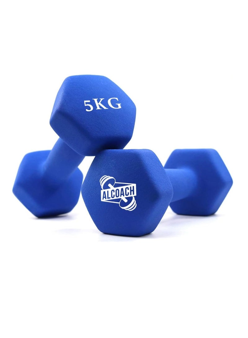 ALCOACH Weightlifting dumbbell made of vinyl 5 kg consisting of two pieces - Image 1