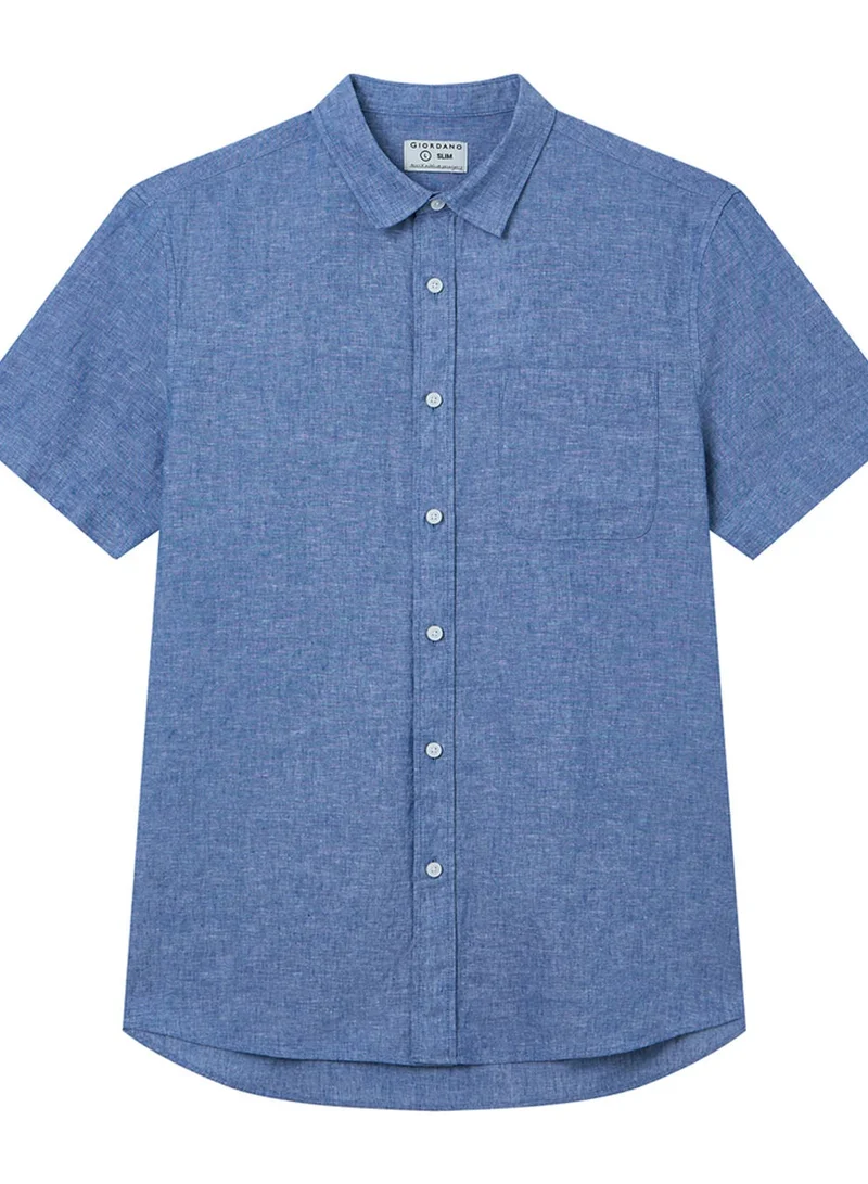 GIORDANO  Men's Slim Linen Cotton Short-Sleeve Shirt for Men | Best Price UAE