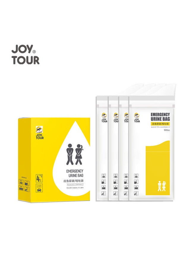 JOY TOUR Joytour Emergency Urine Bag, Disposable Urinal, Portable Urine Collection Device For Car, Mini Toilet, 4 Pieces/box - Image 1