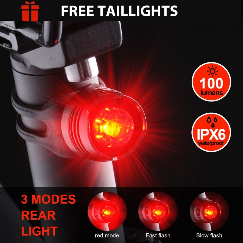 Victagen Lights for Bike 5000 Lumens 3LED, Super Bright Bike Light Kit, USB Rechargeable 6 Modes, for Adult MTB ebike Lights - Image 5