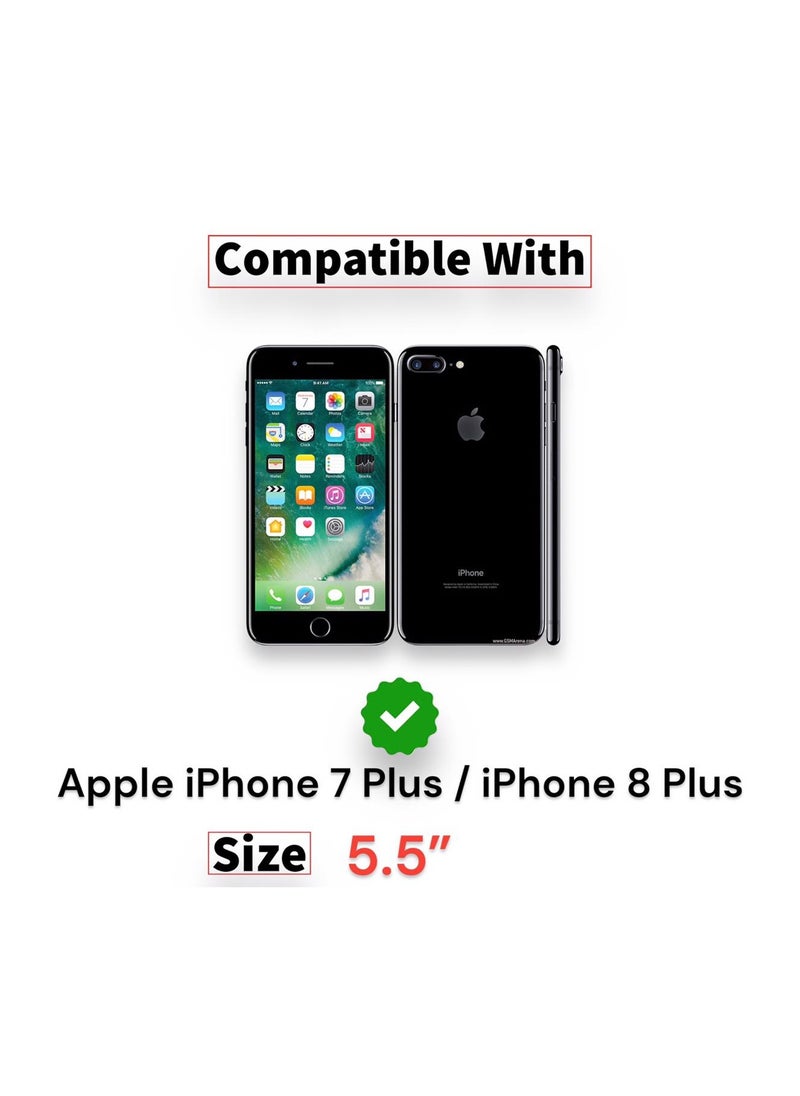 جراب محفظة جلدي كامل قابل للطي لهاتف Apple iPhone 7/8 Plus مزود بمسند، مع حزام إغلاق مغناطيسي، جراب داخلي من السيليكون TPU، حماية عالية لهاتف Apple iPhone 7/8 Plus (5.5 بوصة) (أسود)