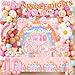 Bezkega 10th Birthday Decorations for Girl288pcs Peace Out Single Digits Party Decor Groovy Double Digits Birthday Girl Plates and Napkin Cups TableclothCake TopperHoneycomb Balloon Kit - Image 3