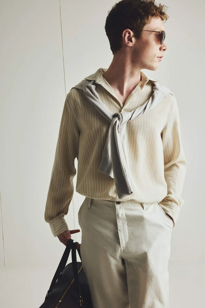 ديفاكتو Regular Fit Polo Collar Linen Look Shirt