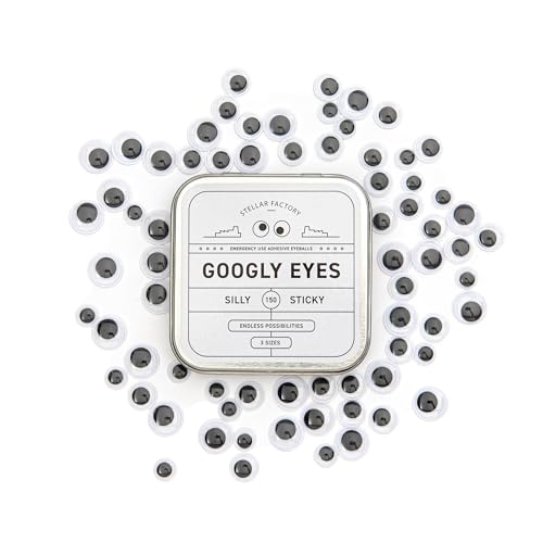 Stellar Factory Googly Eyes Emergency Use Adhesive Eyeballs in Giftable Steel Tin 150 pcs 3 Sizes - Image 1