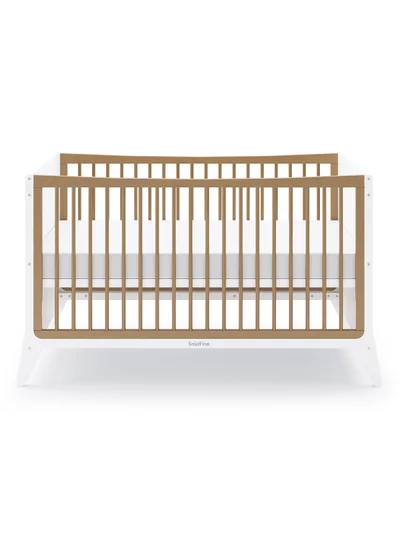Snuz Fino Cot Bed For Infant And Baby, Minimal And True Contemporary Style, Converts To Toddler Bed , 2 Matress Heights, Suitable From 0 To 18Months , Dimensions W153 X L74 X H88.5Cm - Natural