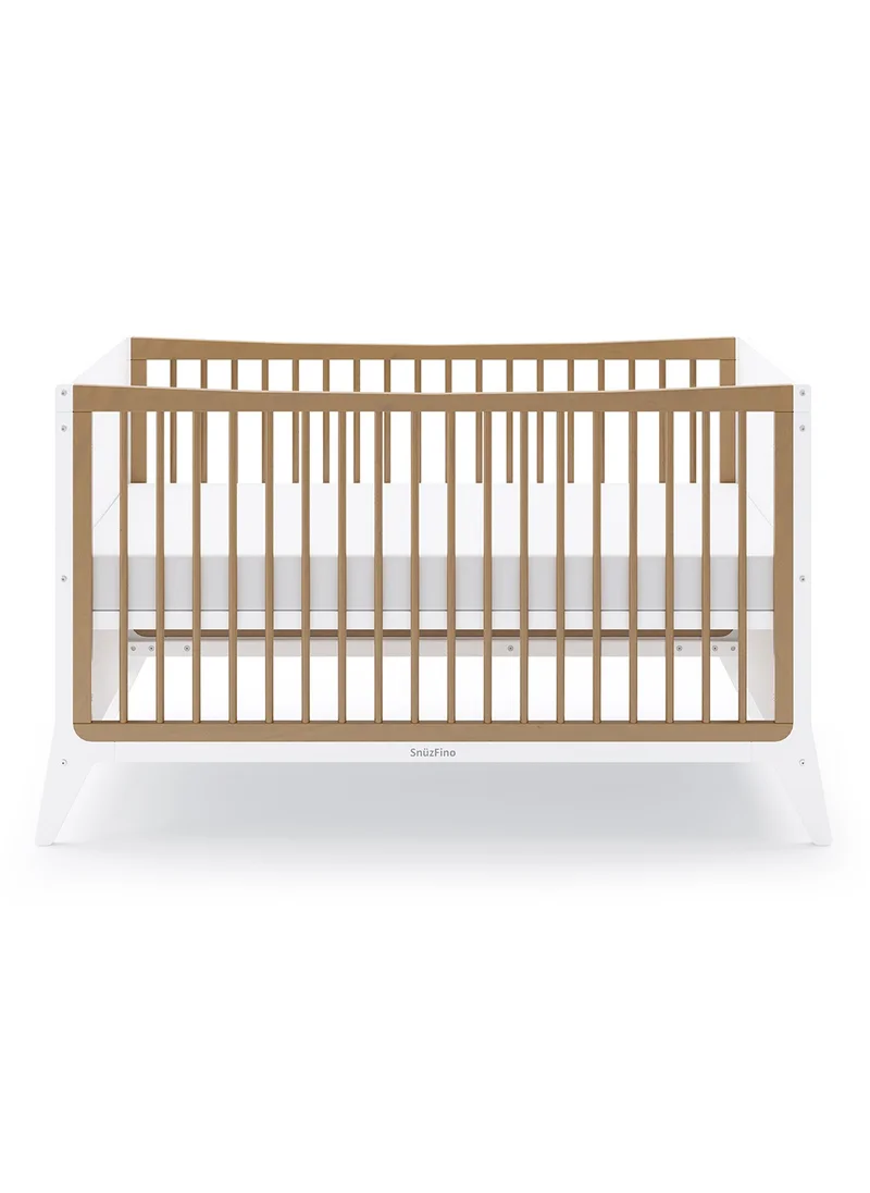 Snuz Fino Cot Bed For Infant And Baby, Minimal And True Contemporary Style, Converts To Toddler Bed , 2 Matress Heights, Suitable From 0 To 18Months , Dimensions W153 X L74 X H88.5Cm - Natural