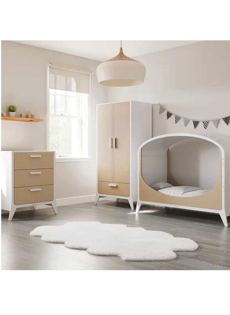 Snuz Fino Cot Bed For Infant And Baby, Minimal And True Contemporary Style, Converts To Toddler Bed , 2 Matress Heights, Suitable From 0 To 18Months , Dimensions W153 X L74 X H88.5Cm - Natural