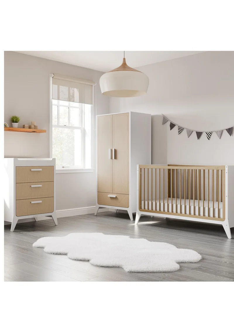Snuz Fino Cot Bed For Infant And Baby, Minimal And True Contemporary Style, Converts To Toddler Bed , 2 Matress Heights, Suitable From 0 To 18Months , Dimensions W153 X L74 X H88.5Cm - Natural