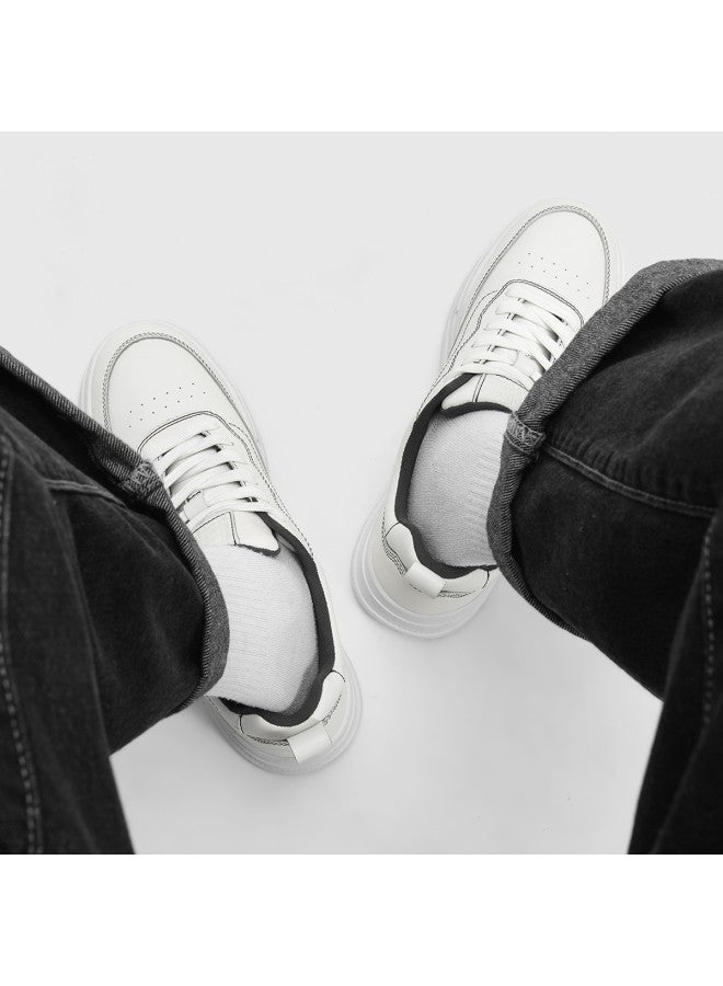 Cabbeen Counter Same Style] Autumn Solid Color White Sneakers Design Trendy Sports Casual Versatile Men's Skate Shoes - Image 5