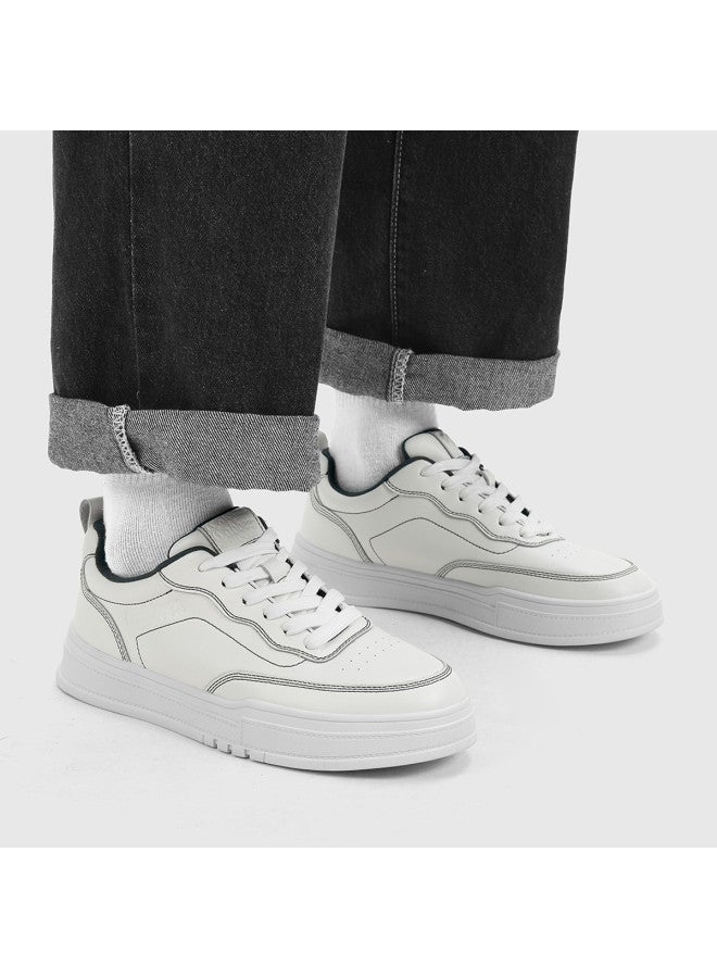 Cabbeen Counter Same Style] Autumn Solid Color White Sneakers Design Trendy Sports Casual Versatile Men's Skate Shoes - Image 3