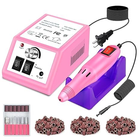 Qtavia Professional Electric Nail Drill Machine Nail File Pink Nail Drill Kit Nail Drill Bits for Acrylic Nail Drill Gel Nail Manicure Pedicure - Image 1