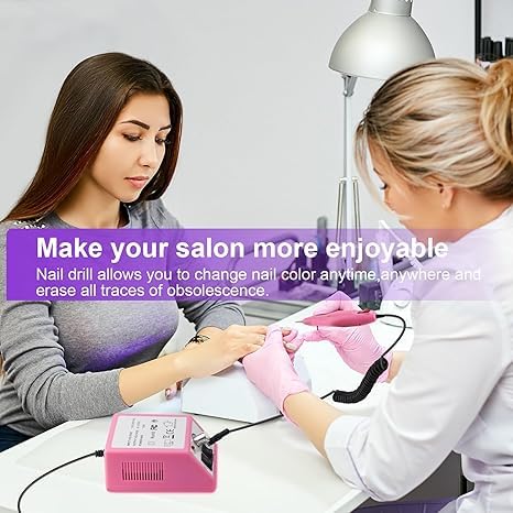 Qtavia Professional Electric Nail Drill Machine Nail File Pink Nail Drill Kit Nail Drill Bits for Acrylic Nail Drill Gel Nail Manicure Pedicure - Image 3