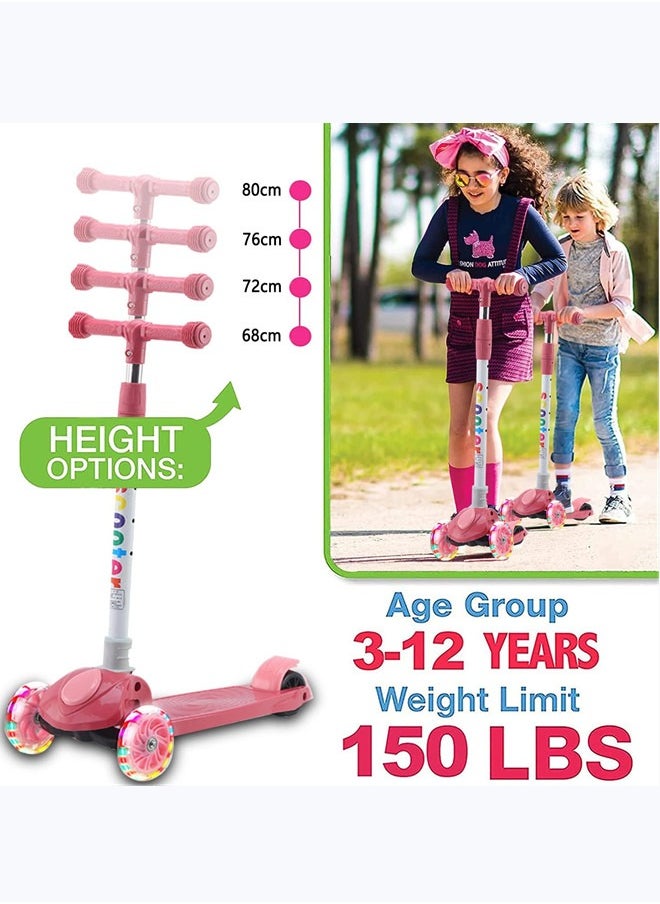 Kick Scooters for Kids, Scooter for Child Toddler Kick Scooter with Foldable, 4 Adjustable Height, Light Up Wheels for Ages 2-12Kids Balance Exercise(Pink) - pzsku/Z456AC3761700B4546FC4Z/45/1741079501/2d64d550-f8e1-4400-b392-a20fe11a38bb