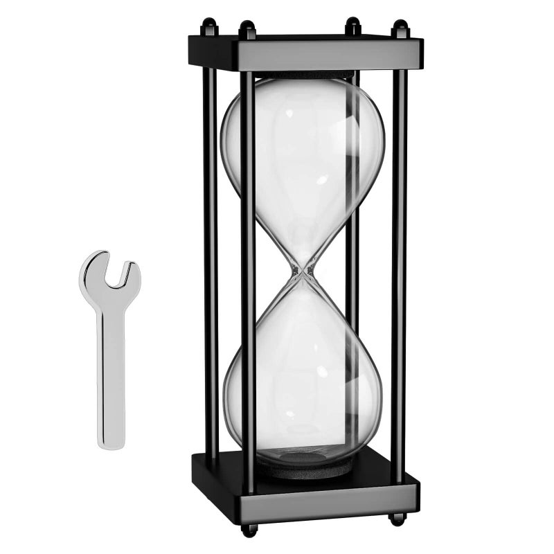 Empty Hourglass Fillable 10 Inch Large Black Wooden Frame DIY Sand Timer Unity Sand Hourglass for Wedding Ceremony Set Without Sand Clock Antique Hour Glass Sandglass for Desk Home Office Decor