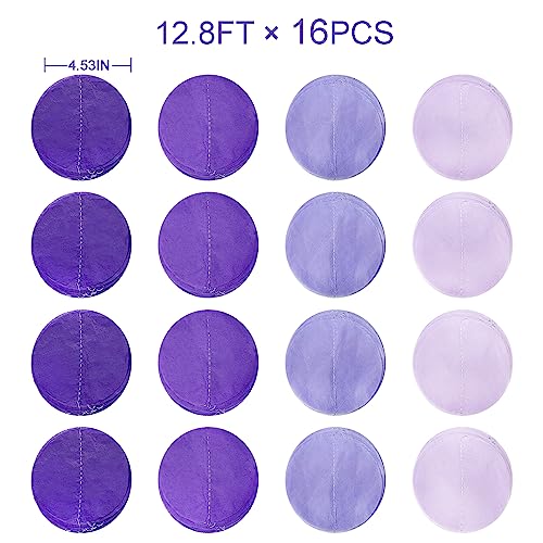 pinkblume 205Ft Lavender Party Decoration Ombre Purple Polka Dot Backdrop Streamer Tissue Paper Circle Dot Hanging Garland for Birthday Bachelorette Wedding Bridal Shower Engagement Lilac Violet Party Supplies - Image 2