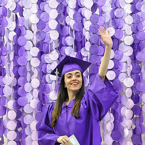 pinkblume 205Ft Lavender Party Decoration Ombre Purple Polka Dot Backdrop Streamer Tissue Paper Circle Dot Hanging Garland for Birthday Bachelorette Wedding Bridal Shower Engagement Lilac Violet Party Supplies - Image 5