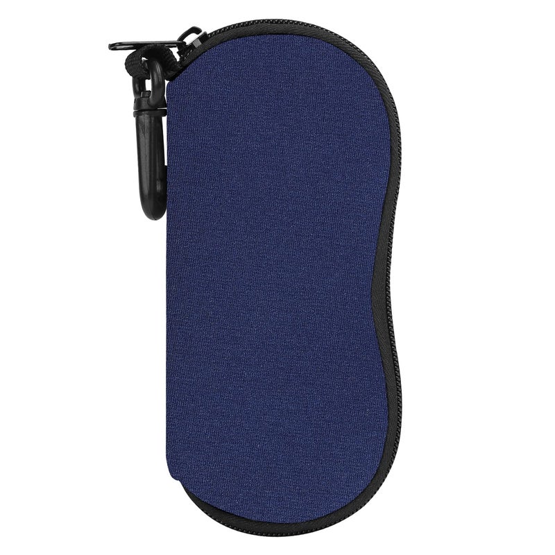 MoKo MoKo Sunglasses Soft Case Ultra Light Neoprene Zipper Eyeglass Case with Clip, Dark Blue  - Image 1