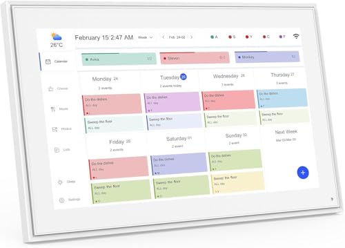 DAILY HELP 15.6 Inch Digital Calendar with Wall Mount Option, HD Touchscreen Planner, Wi-Fi sync, Color Coded Scheduling, Meal Planning, Chore Chart for Family and Home Organization - Image 1