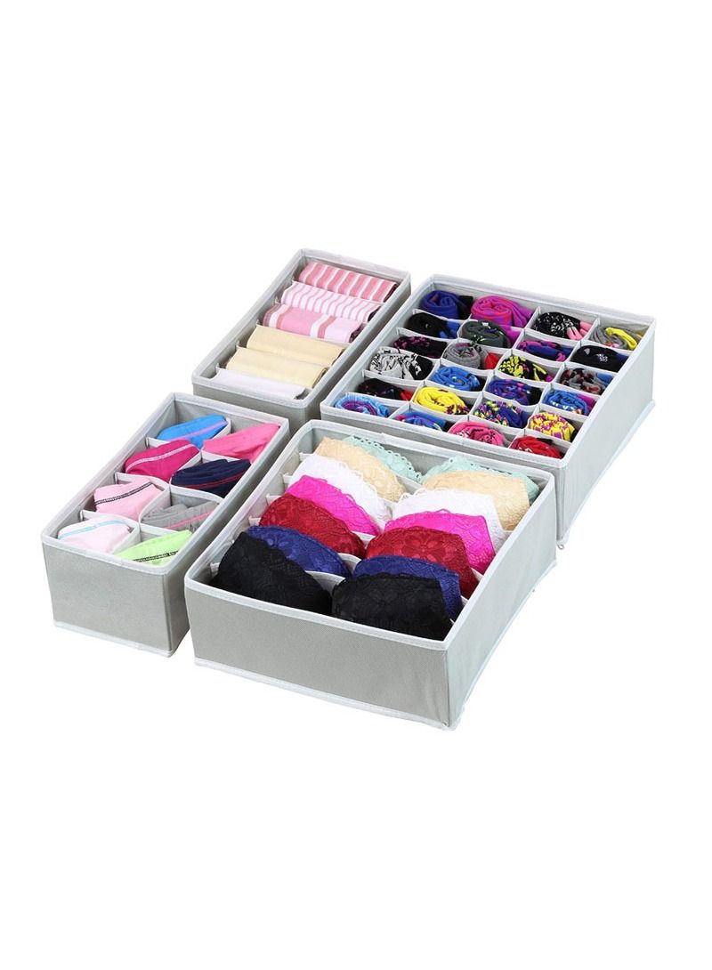 BP 4 Pack Washable Drawer Organizer For Socks, Underwear, Bras, Foldable Desk Closet  - Image 2