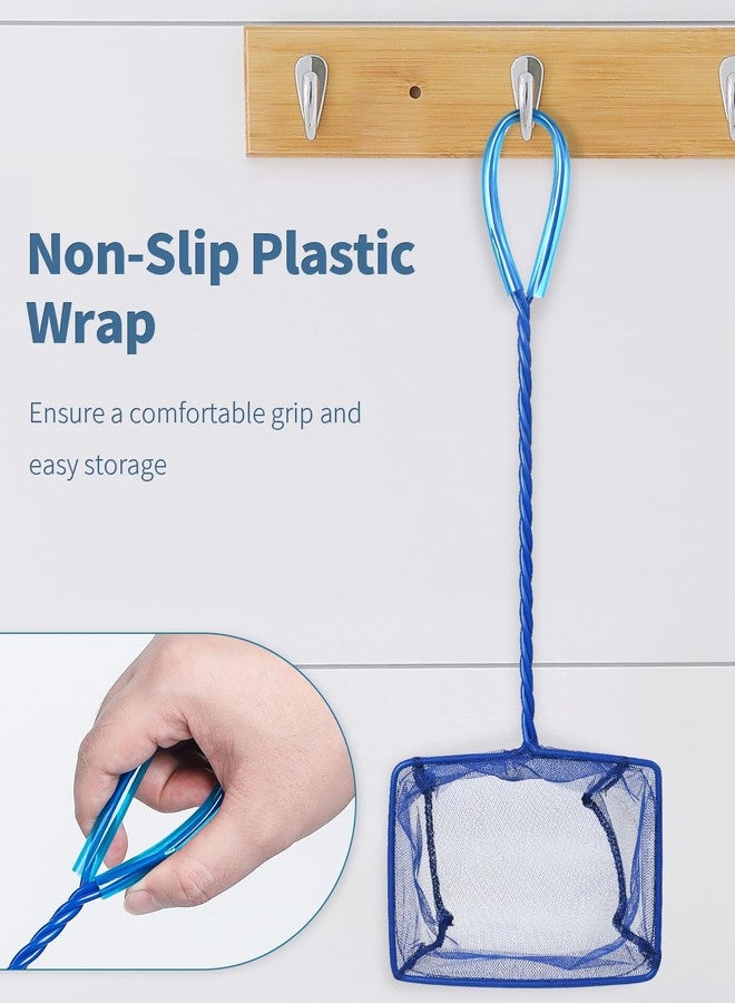 باوفلي شبكة صيد الأسماك Pawfly لأحواض السمك، شبكة لأحواض السمك، شبكة لأحواض السمك بمقبض معدني مضفر وشبكة نايلون، شبكة صغيرة لصيد الأسماك الصغيرة في البرك، المياه العذبة والمالحة، 5 بوصات × 3.5 بوصات - Image 4