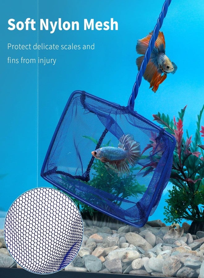 باوفلي شبكة صيد الأسماك Pawfly لأحواض السمك، شبكة لأحواض السمك، شبكة لأحواض السمك بمقبض معدني مضفر وشبكة نايلون، شبكة صغيرة لصيد الأسماك الصغيرة في البرك، المياه العذبة والمالحة، 5 بوصات × 3.5 بوصات - Image 3