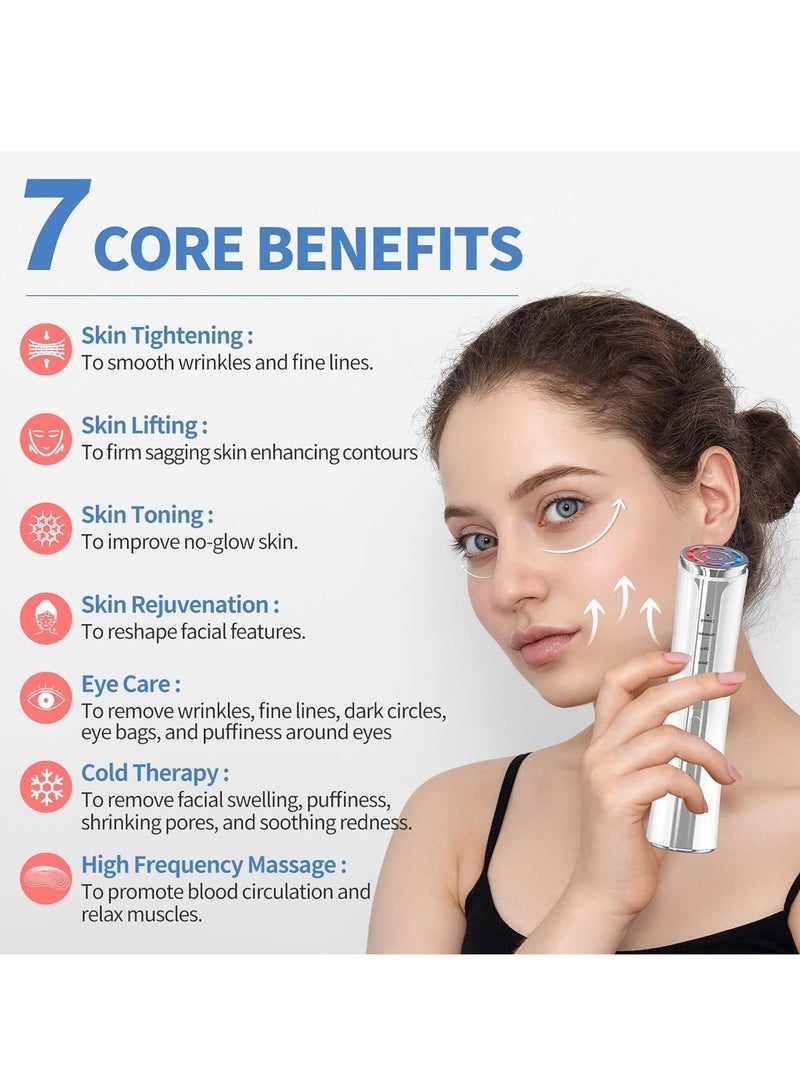 Microcurrent Facial Device, Facial Massager, Home Use Skin Tightening Machine Light Therapy for Face Eye Neck Lifting 6 in 1 Skin Care Tool
