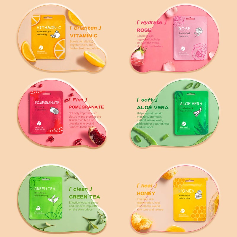 Meleell 18 Pack Collagen Face Masks Skincare Bulk,Hydrating Spa Face Mask Beauty for Sensitive Skin,Sheet Mask for Skin Care, Facial Mask Sets Birthday Party Gifts for Women/Teen Girls/Kids - Image 2
