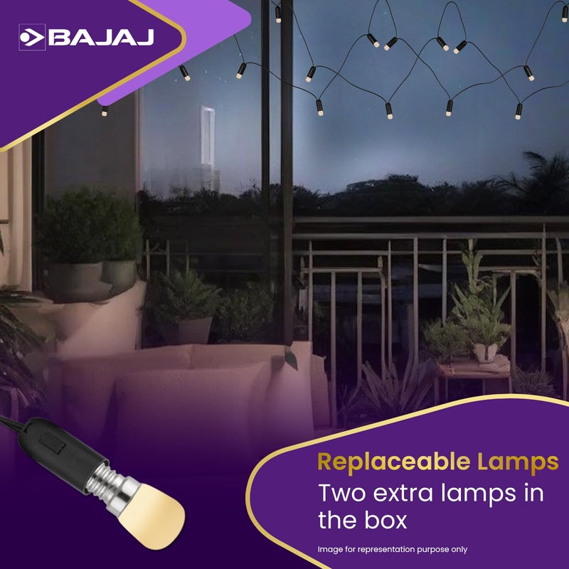 Bajaj Glimmer XL LED String Light 5 Meter PVC Wire 9 Watt 220240 Volts Glass Lamp Diwali Lights Christmas Home Decoration Lights Serial Bulbs String Lights Warm White Pack of 1 830711 - Image 3