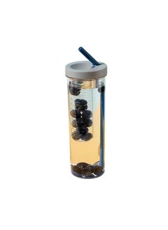 Thoraya 700ml Straw Cup Transparent Plastic Water Bottle with Straw Portable Juice Cup Drinking Bottle Gray  - Image 1