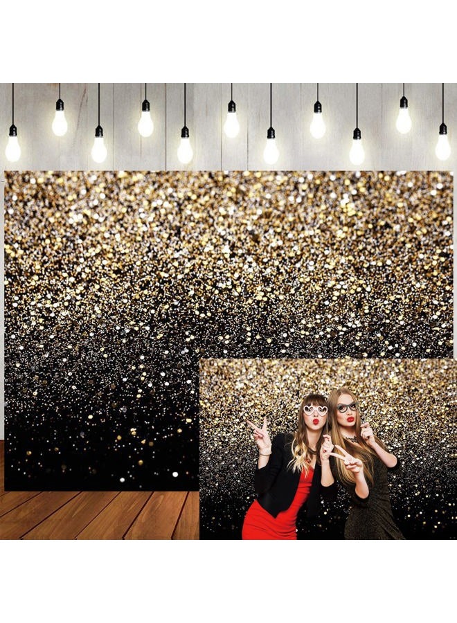 LTLYH 7X5ft Black and Gold Backdrop Golden Spots Backdrop Christmas New Year Party Photography Backdrop Vintage Astract Background Family Party Newborn Studio Props Backdrop 129 - Image 1