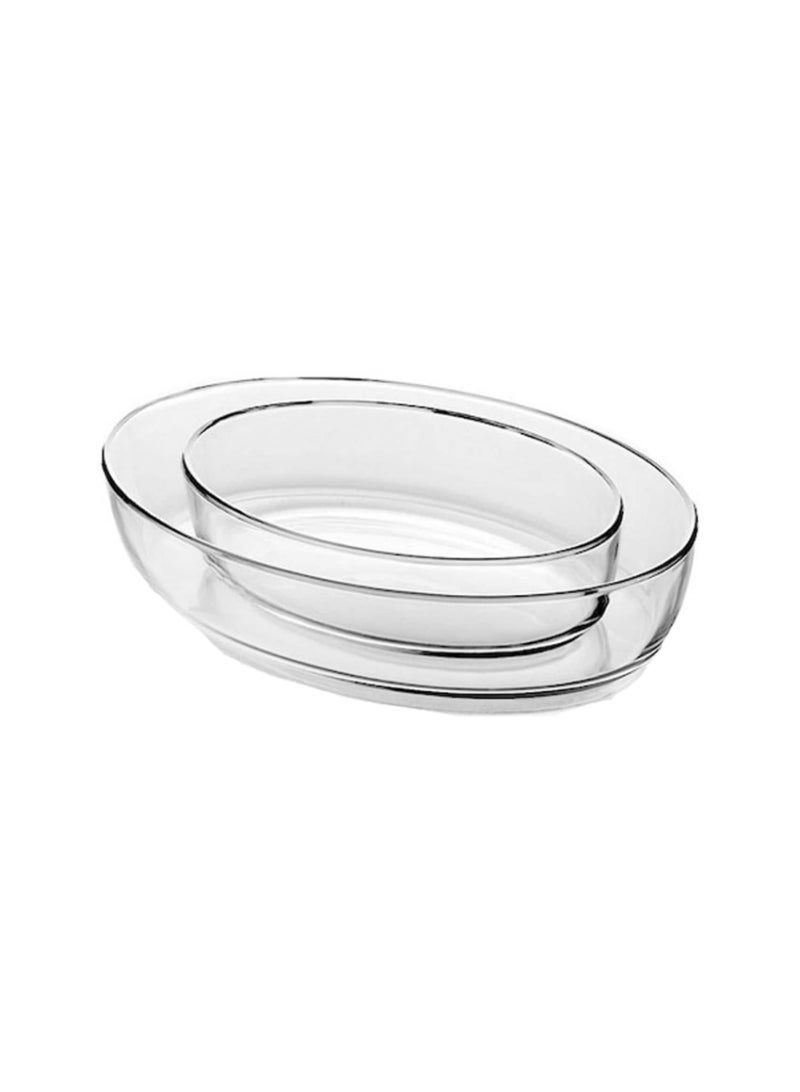 Pasabahce Borcam Oval Glass Oven Tray 2 Pieces Clear