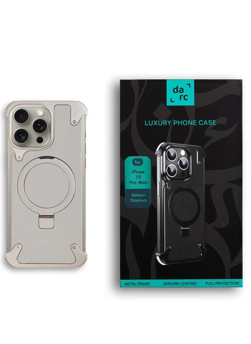 darc iPhone 15 Pro Max Leather Case Natural Titanium  - Image 1