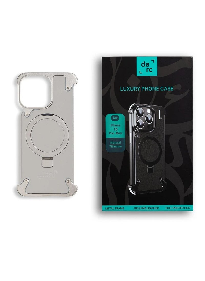darc iPhone 15 Pro Max Leather Case Natural Titanium  - Image 2