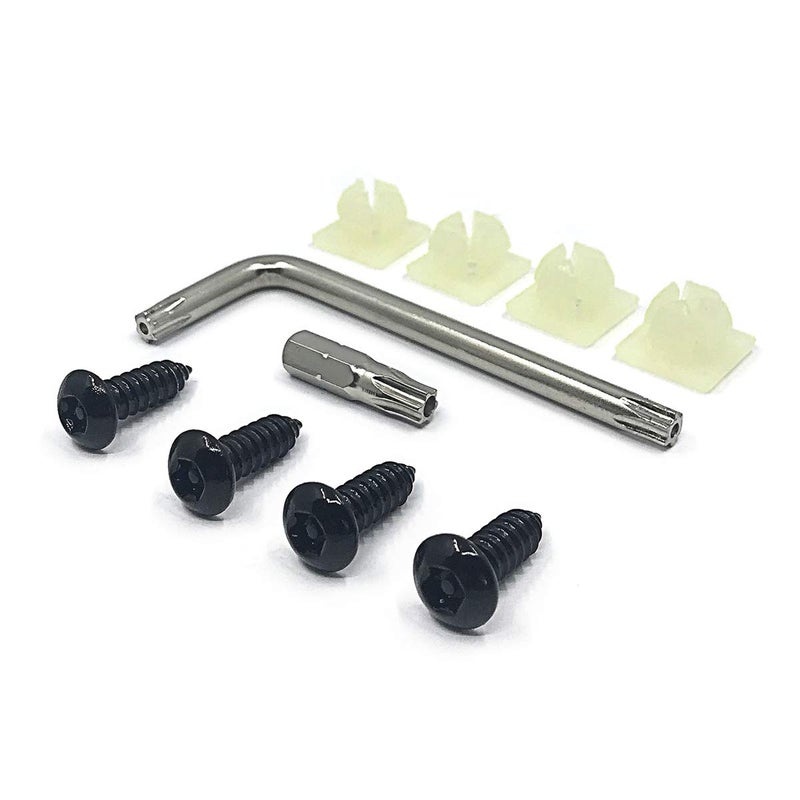 AntiTheft Security Screws for License Plate Rustproof Fastener with TheftProof Black Stainless Steel License Plate Screws Nylon Screw Inserts Easy Installation Tools for Fastening License Plates