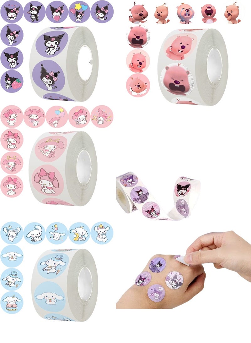 Children's reward stickers, 4 rolls of 2000 stickers, diary, notebook stickers, mobile phone laptop decoration stickers, children's game stickers - Image 1