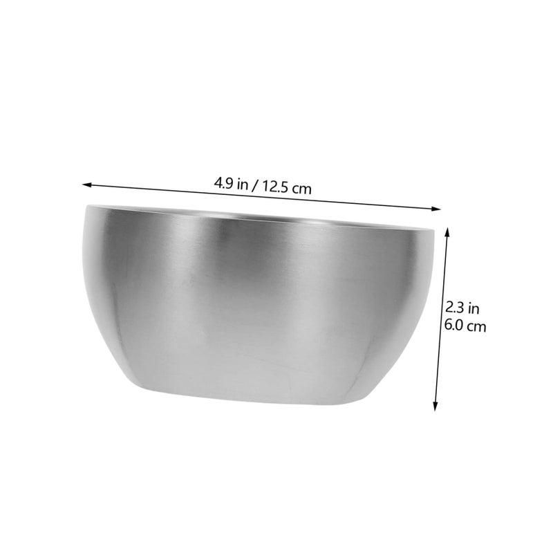 Double Layer Insulated Stainless Steel Bowl 12 5X12 5X6CM Silver Noodle Rice Bowl - Image 3