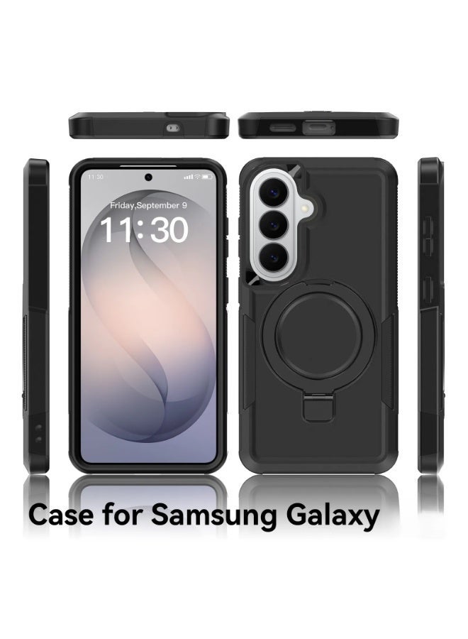 3-in-1 Shockproof Magnetic Phone Case For Samsung Galaxy S25/S26 Ultra, Rotatable Ring Kickstand Protective Cover - Image 1