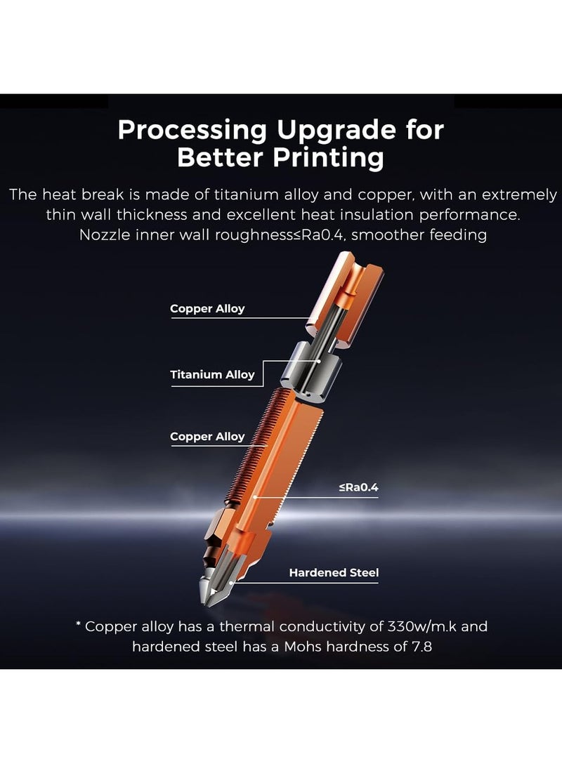 K1 Ceramic Heating Block Hotend Kit, Supports 300°C High Temperature u0026 600mm/s High-Speed Printing, Copper Titanium Throat Tube u0026 Hardened Steel Nozzle for Creality K1, K1 Max 3D Printer - Image 5